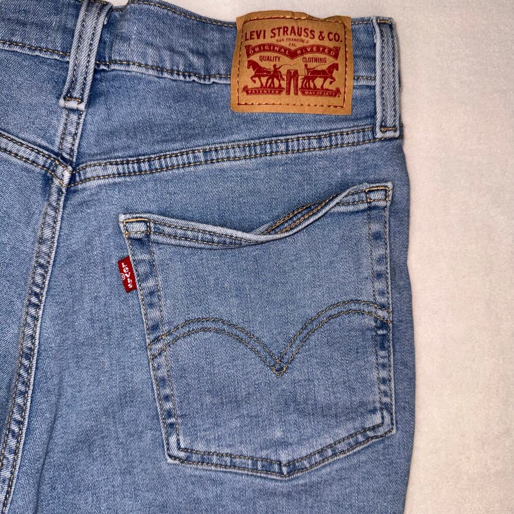Light Blue Levis Distressed High Rise Short - Picture 5 of 6